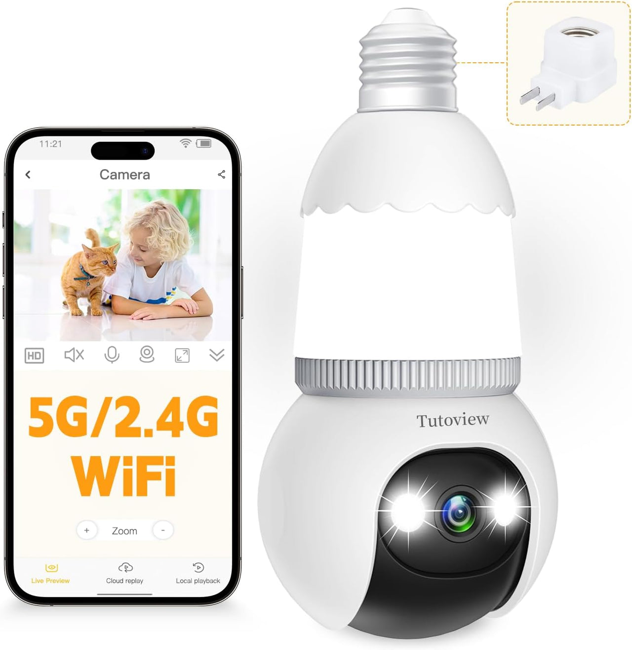 🔥Totalmente atualizada✨Câmera de segurança em formato de lâmpada de 4MP, sem fio 5G e 2.4GHz, para ambientes internos e externos, com visão noturna.