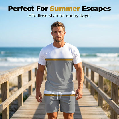 🏃‍♂️✨ Conjunto esportivo masculino respirável com blocos de cor – leve e confortável para verão