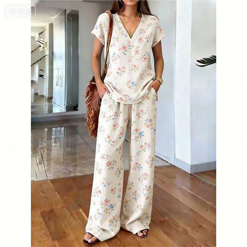 👗 50% DE DESCONTO POR TEMPO LIMITADO! ✨ Conjunto de blusa e calça estampadas para mulheres – Estampas boho, corte folgado, pronto para as férias 🌴