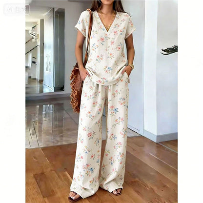 👗 50% DE DESCONTO POR TEMPO LIMITADO! ✨ Conjunto de blusa e calça estampadas para mulheres – Estampas boho, corte folgado, pronto para as férias 🌴