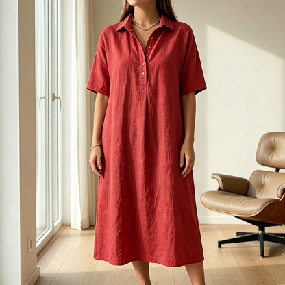 👗✨ Vestido camisa midi feminino leve e elegante com caimento solto e respirável