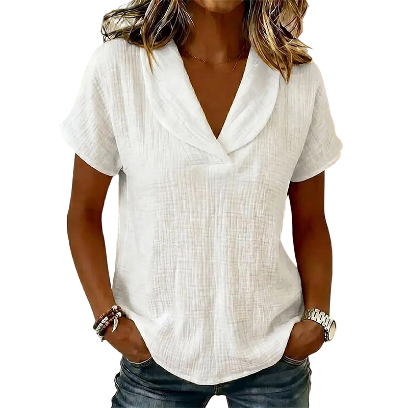 ✨👚 Blusa feminina decote em V leve e respirável confortável para o dia a dia