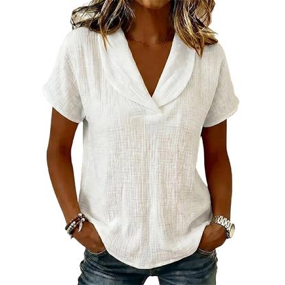 ✨👚 Blusa feminina decote em V leve e respirável confortável para o dia a dia