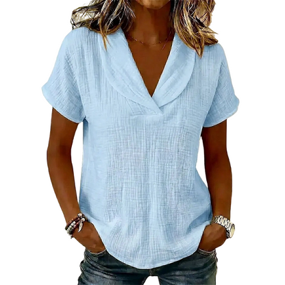 ✨👚 Blusa feminina decote em V leve e respirável confortável para o dia a dia