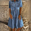 ✨👗 Vestido midi jeans feminino elegante e confortável para o verão