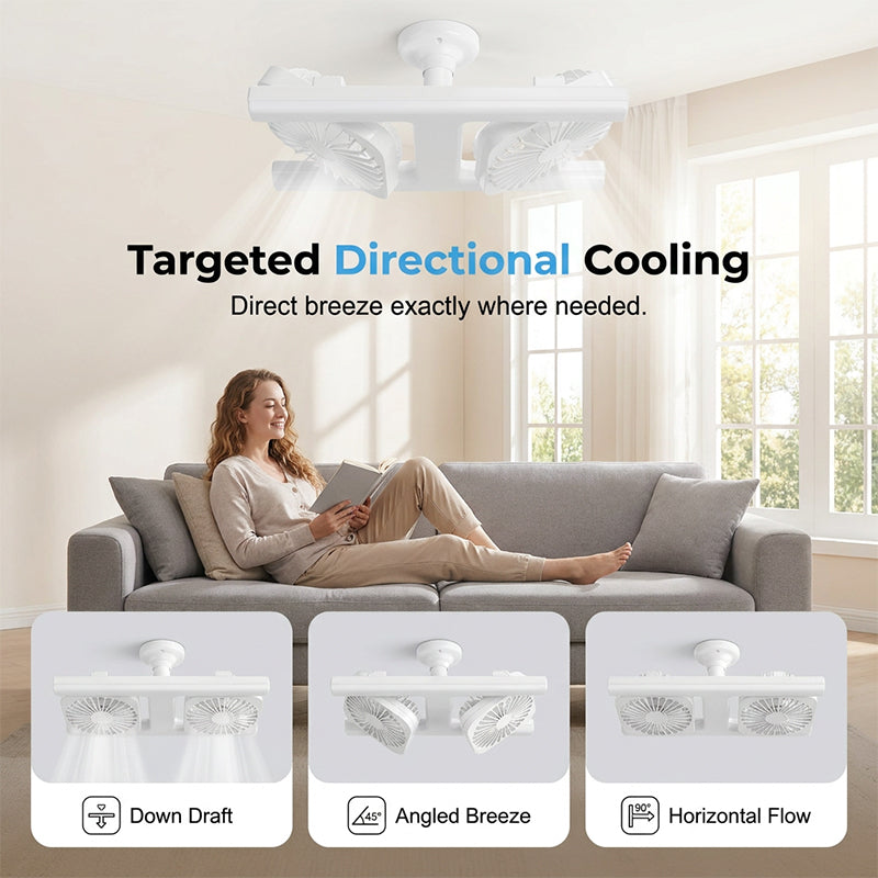 ✨💡 Ventilador de teto duplo LED E27 – iluminação + ventilação potente 2 em 1