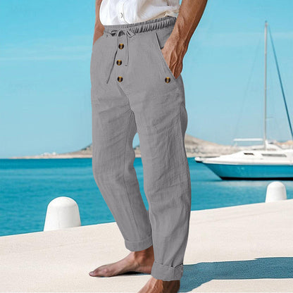 ☀️👖 Calça de linho masculina casual – leve, fresca e confortável para o verão