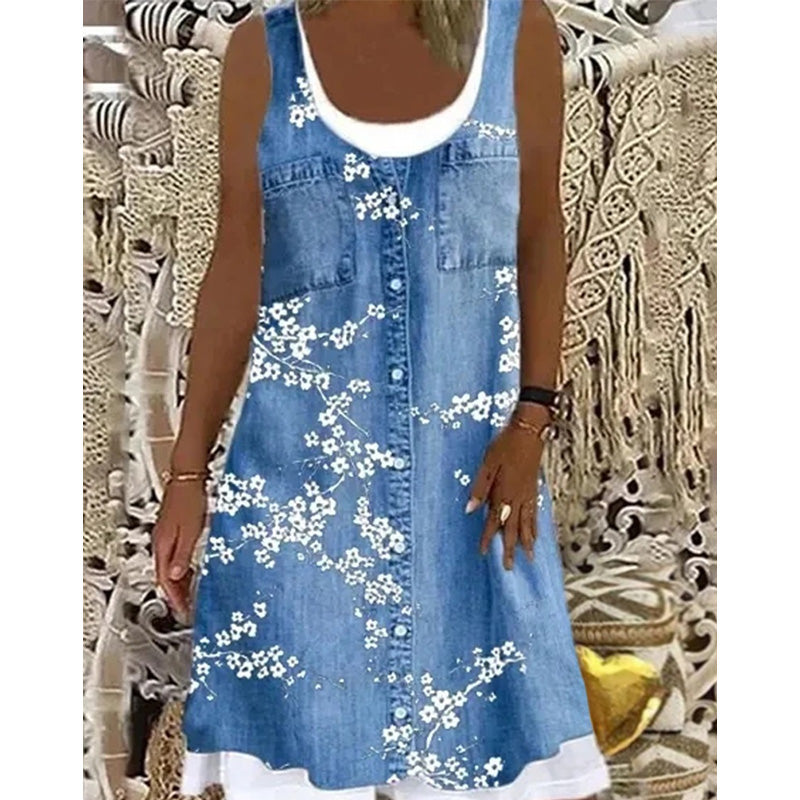✨👗 Conjunto feminino jeans falso 2 em 1: estilo moderno e conforto para o dia a dia