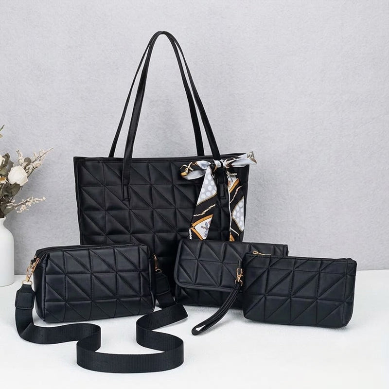 ✨👜 Conjunto feminino 4 bolsas acolchoadas elegante e versátil para o dia a dia