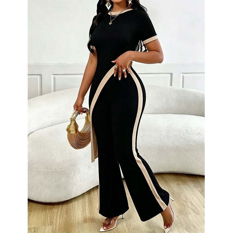 ✨👗 Conjunto feminino 2 peças canelado elegante com calça flare moderno e estiloso