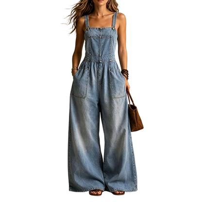 ✨👖 Macacão jeans vintage feminino confortável e estiloso para uso diário