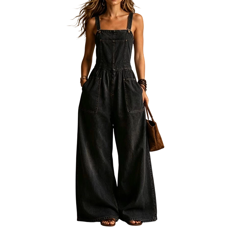 ✨👖 Macacão jeans vintage feminino confortável e estiloso para uso diário
