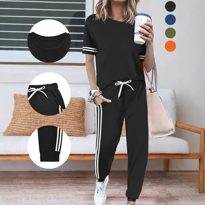 👗✨ Conjunto de moletom feminino de duas peças confortável e estiloso para uso diário