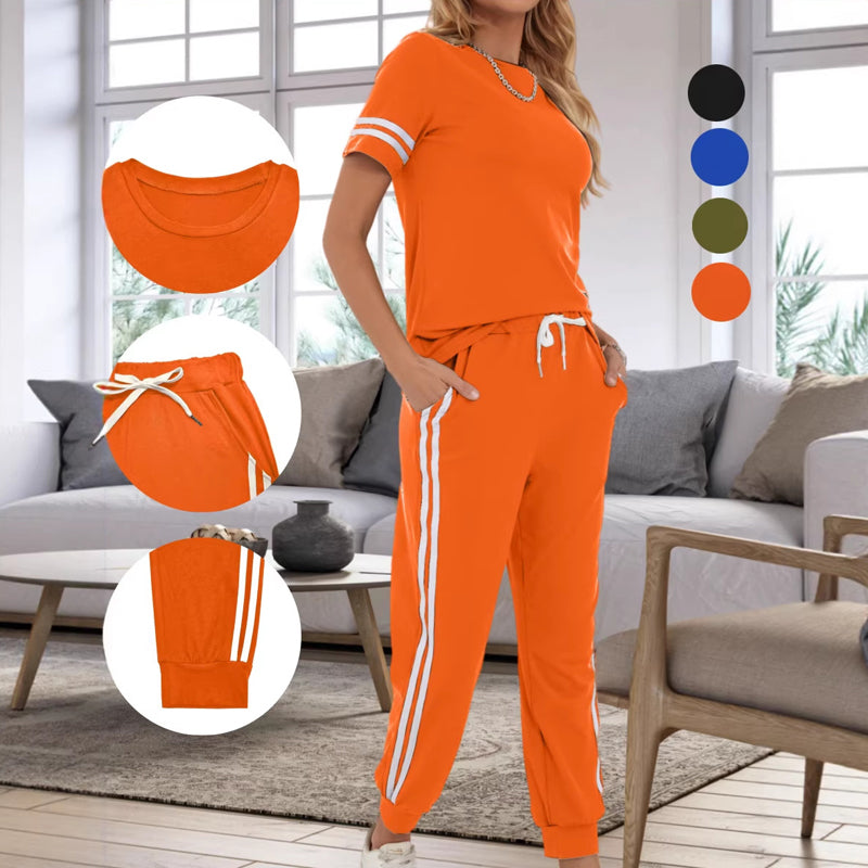 👗✨ Conjunto de moletom feminino de duas peças confortável e estiloso para uso diário