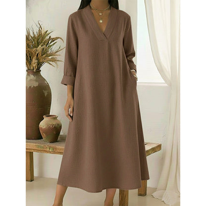 ✨👗 Vestido de algodão e linho feminino – leve, elegante e respirável