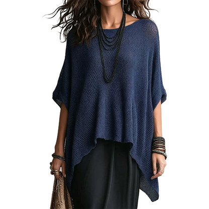 ✨🧶 Blusa feminina de tricô com mangas morcego vazadas – leve, estilosa e confortável
