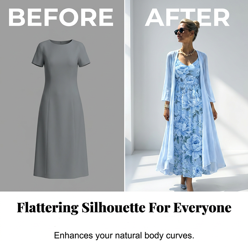 🌸Novidades e Mais Vendidos – Conjunto elegante de vestido floral de duas peças para mulheres🌸