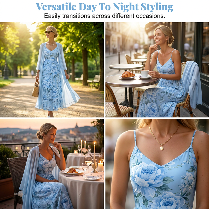 🌸Novidades e Mais Vendidos – Conjunto elegante de vestido floral de duas peças para mulheres🌸