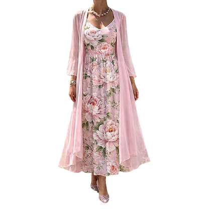 🌸Novidades e Mais Vendidos – Conjunto elegante de vestido floral de duas peças para mulheres🌸