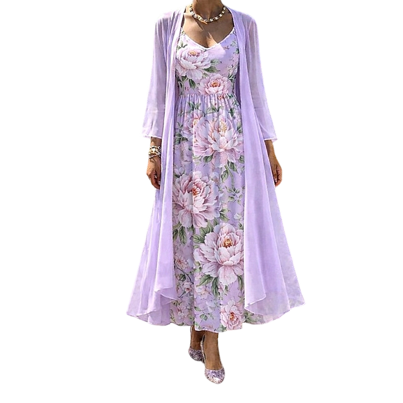 🌸Novidades e Mais Vendidos – Conjunto elegante de vestido floral de duas peças para mulheres🌸