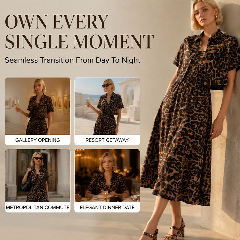🐆👗 Conjunto feminino 2 peças estampa de leopardo – elegante e moderno