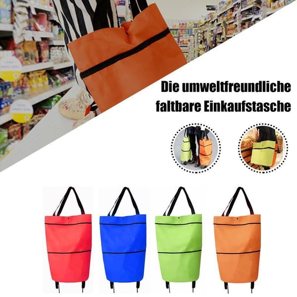 🛒✨ Carrinho de Compras Dobrável 2 em 1 – Leve, Espaçoso e Perfeito Para Facilitar Suas Compras