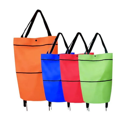 🛒✨ Carrinho de Compras Dobrável 2 em 1 – Leve, Espaçoso e Perfeito Para Facilitar Suas Compras