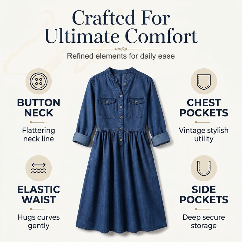 👗💙 Vestido longo jeans plus size com botões – conforto e estilo para todas as ocasiões