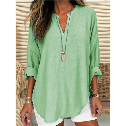 👚✨ Blusa feminina respirável com decote em V – conforto e estilo para o dia a dia