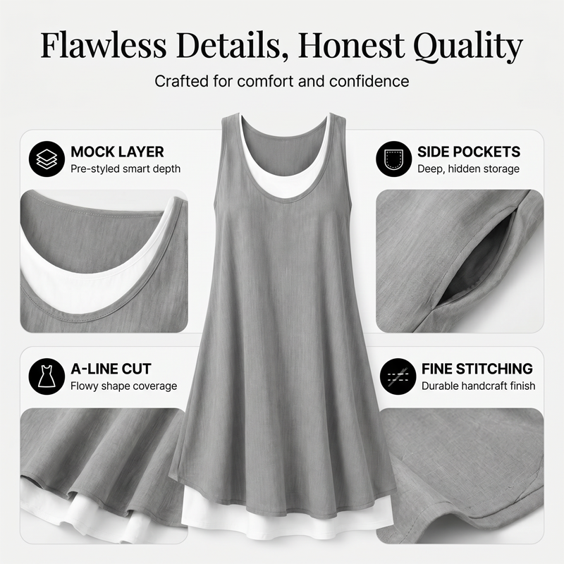 ⌛Promoção por tempo limitado-Vestido sem mangas de duas peças para mulher
