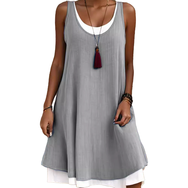 ⌛Promoção por tempo limitado-Vestido sem mangas de duas peças para mulher