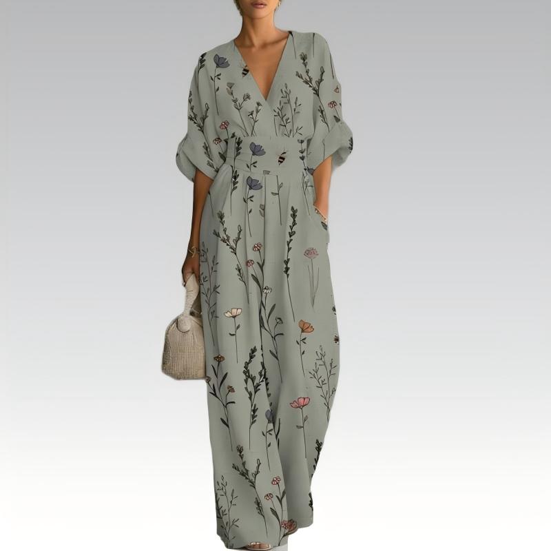 ⌛Oferta por tempo limitado — Macacão feminino elegante com estampa e decote em V