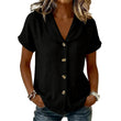 Women's Short Sleeve Cotton Linen Shirt