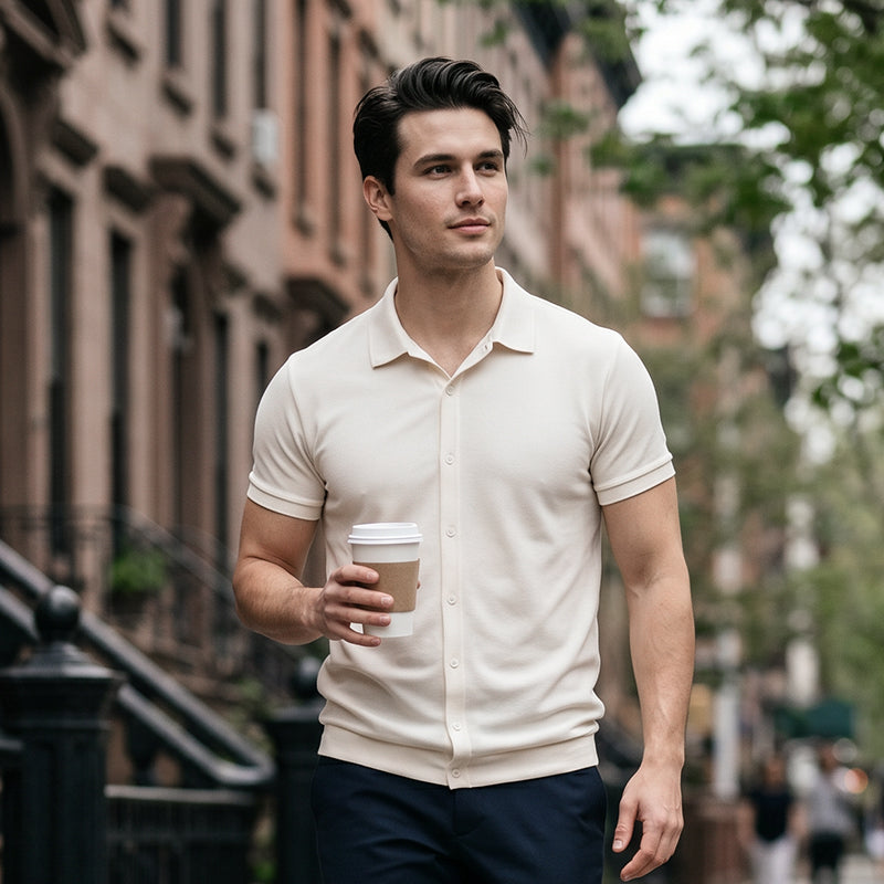 ⌛Promoção por tempo limitado-Camisa casual masculina de manga curta com botões