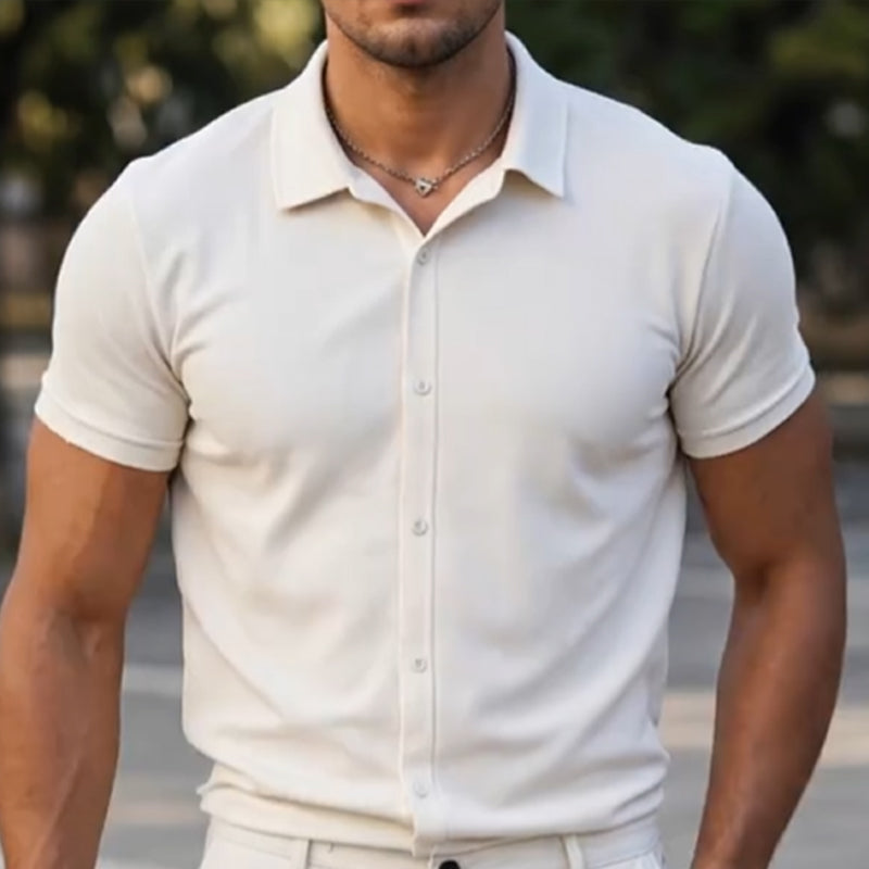 ⌛Promoção por tempo limitado-Camisa casual masculina de manga curta com botões