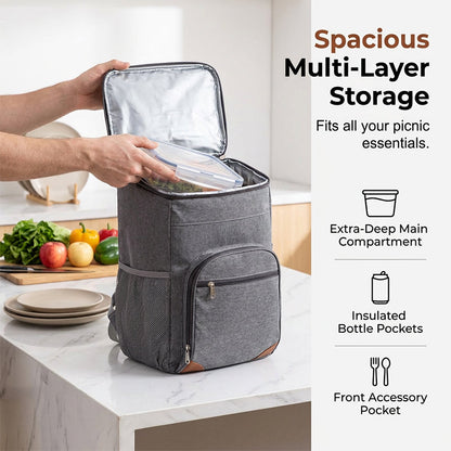 Mochila térmica isolada e à prova de vazamentos para piquenique