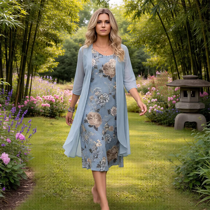 🔥Promoções em destaque-Vestido midi feminino com estampa floral