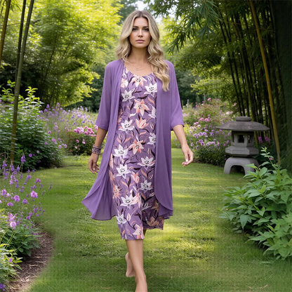 🔥Promoções em destaque-Vestido midi feminino com estampa floral