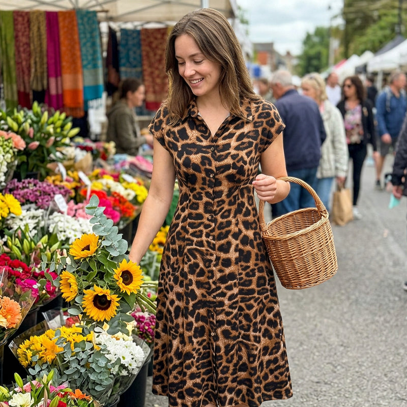👗Women's Elegant Leopard Print Lapel Dress