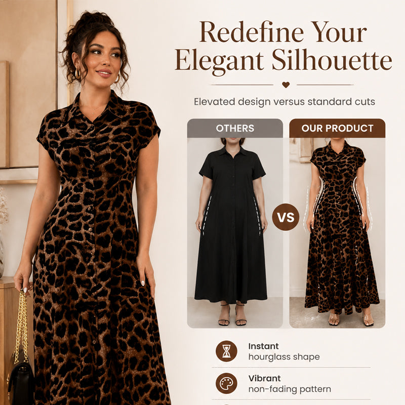 👗Women's Elegant Leopard Print Lapel Dress