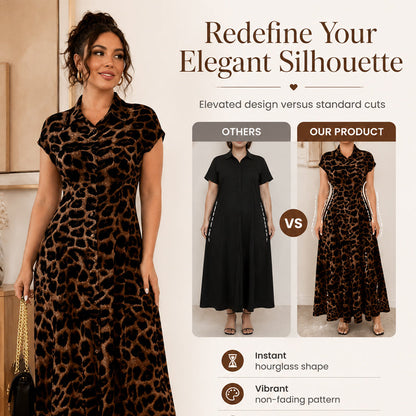 👗Women's Elegant Leopard Print Lapel Dress