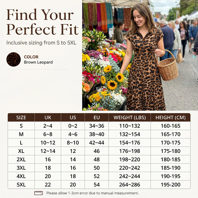 👗Women's Elegant Leopard Print Lapel Dress