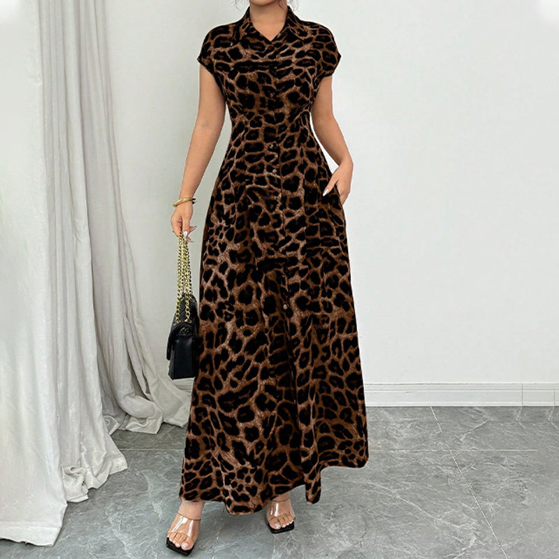 👗Women's Elegant Leopard Print Lapel Dress