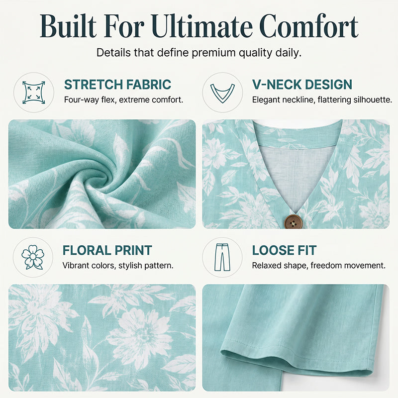 ✨ Conjunto Feminino 2 Peças com Decote em V – Elegância e Conforto em Um Só Look