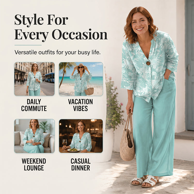 ✨ Conjunto Feminino 2 Peças com Decote em V – Elegância e Conforto em Um Só Look