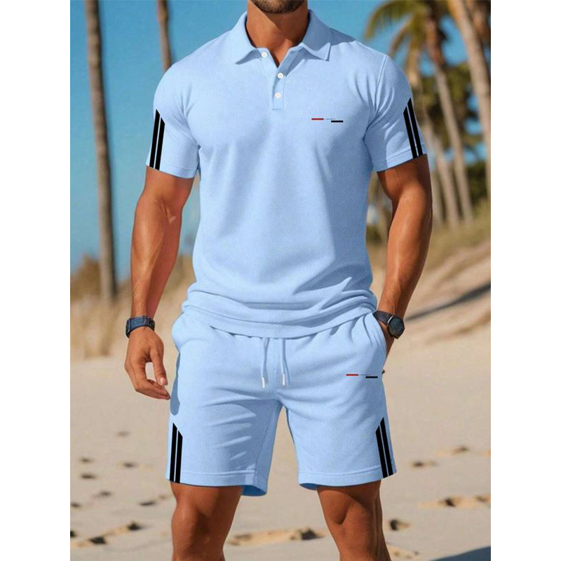 👕🩳 סט גברים קז'ואל – חולצה קצרה ומכנסיים קצרים | תערובת כותנה נושמת