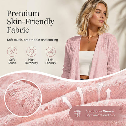 ⌛Oferta por tempo limitado — Cardigã casual feminino com textura e abertura na frente