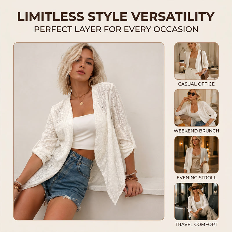 ⌛Oferta por tempo limitado — Cardigã casual feminino com textura e abertura na frente