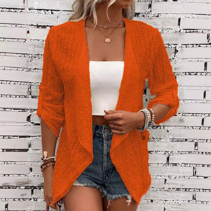 ⌛Oferta por tempo limitado — Cardigã casual feminino com textura e abertura na frente