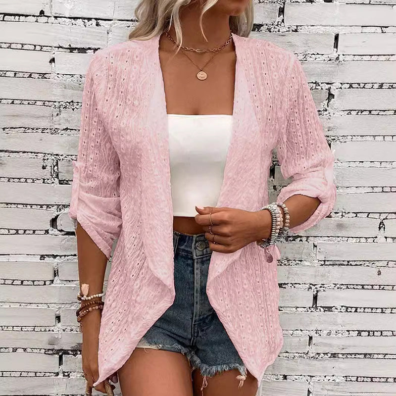 ⌛Oferta por tempo limitado — Cardigã casual feminino com textura e abertura na frente